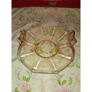 Fostoria Fairfax Amber Bow Handles Candy Dish 6 3/4